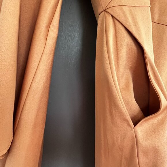 Runaway The Label Beige Mini Dress Long Bell Sleeves V-Neck Pockets Size Small S - Picture 8 of 11